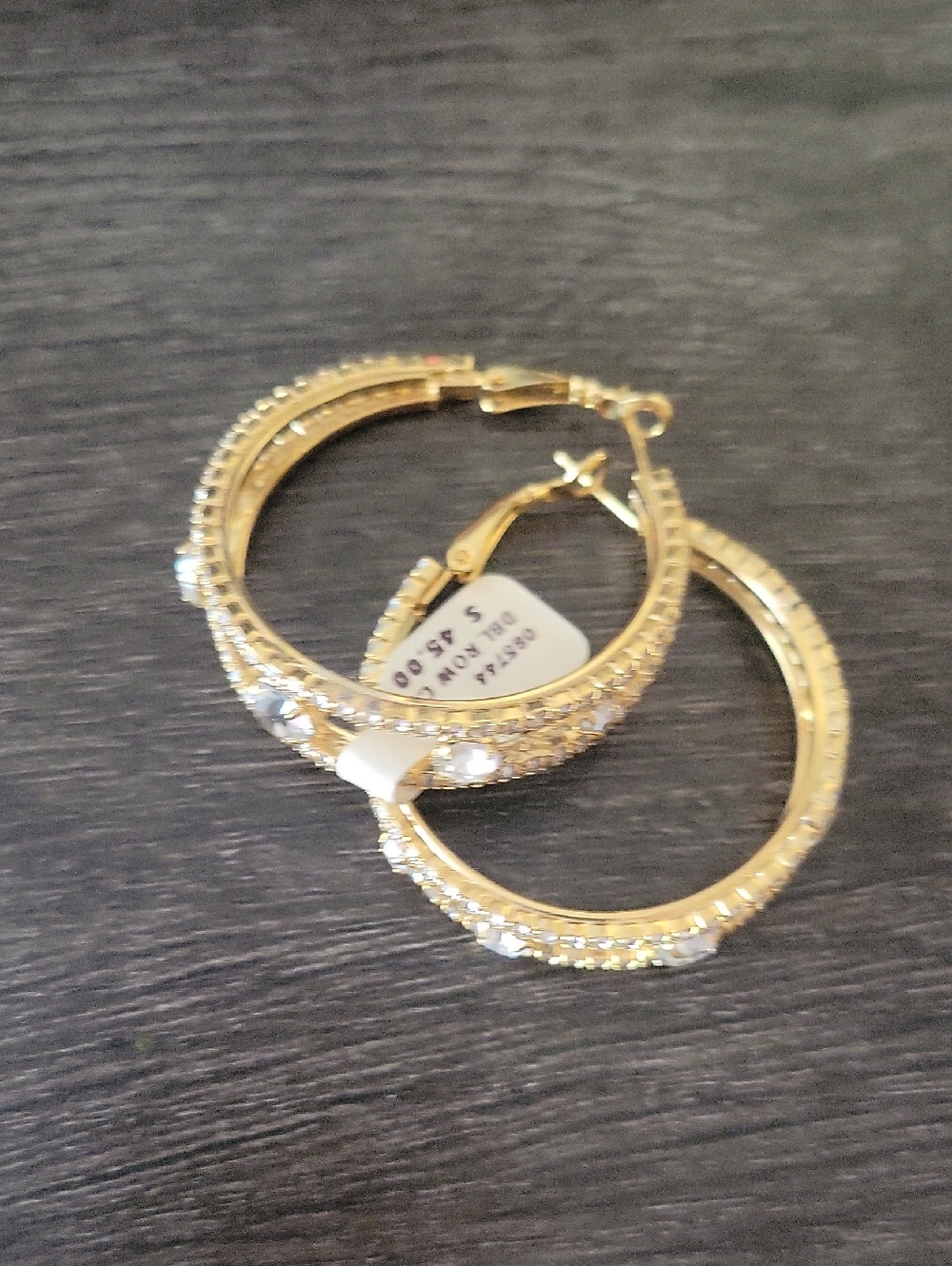 Gold Crystal Hoop Earrings by